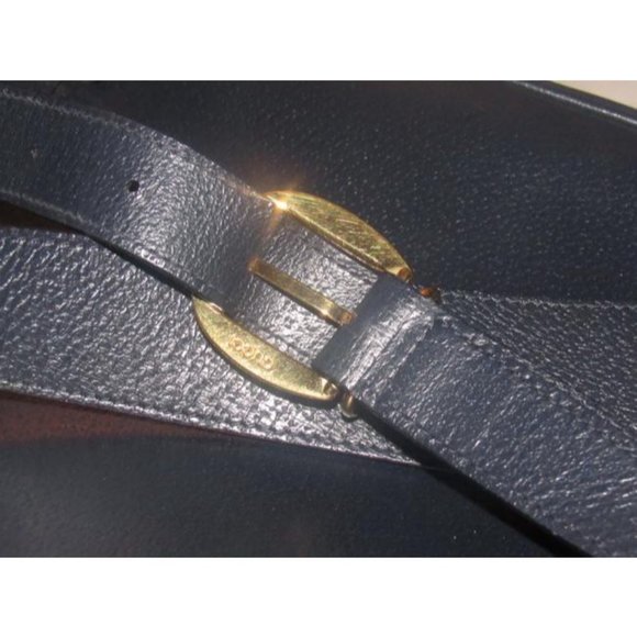 Gucci Vintage Bamboo Line Triangular Navy Blue Leather Backpack - Picture 8 of 12